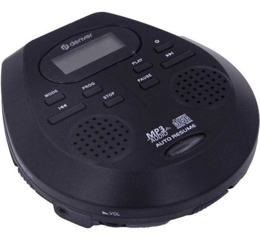 Lecteur CD et MP3 Denver Discman - Antichoc - Haut-parleurs intégrés - Ecouteurs inclus - CD, CD-R, CD-RW, MP3, écran LCD - DMP395 - Noir