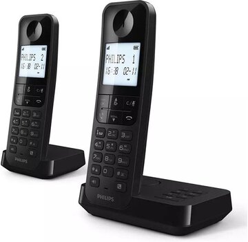 Philips Philips Téléphone sans fil D2752B/12 - DECT - 2 combinés - Téléphone fixe - Ligne fixe - Reconnaissance des numéros - Noir