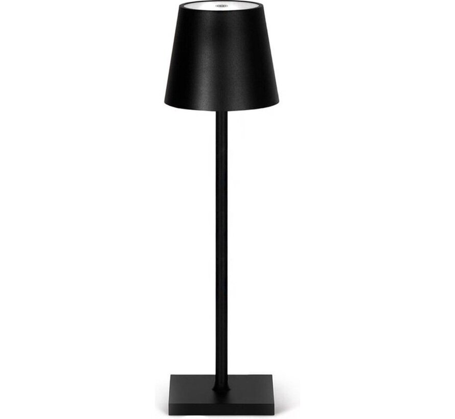 Goliving Lampe de table rechargeable - Sans fil et dimmable - Lampe tactile moderne - Lampe de nuit pour chambre à coucher - 38 cm - Noir