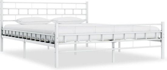 vidaXL-Bedframe-metaal-wit-200x200-cm