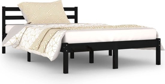 vidaXL-Cadre de lit-massif-pin-bois-noir-120x200-cm