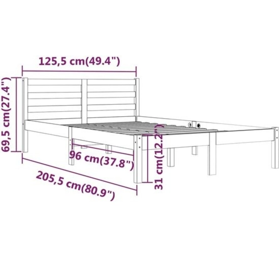 vidaXL-Cadre de lit-massif-pin-bois-noir-120x200-cm