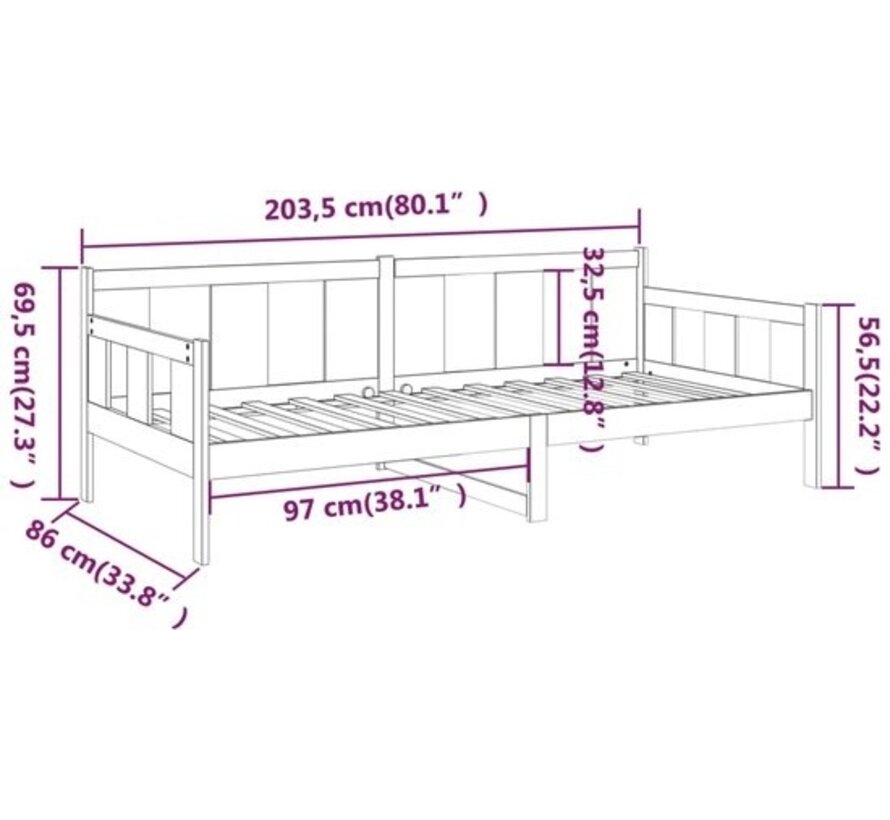 vidaXL Canapé-lit en bois massif 80x200 cm