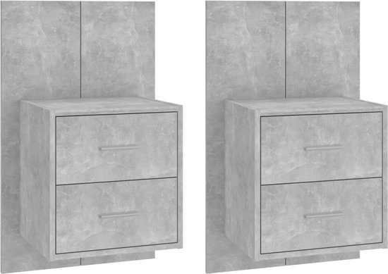 vidaXL Pupitres de nuit-2-montage mural-concret-gris