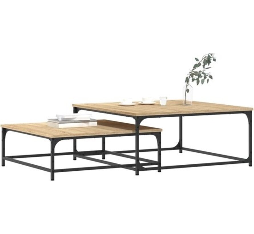 vidaXL-Set de table 2 pièces-bois-sonoma-couleur chêne