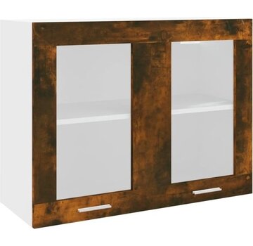 vidaXL vidaXL Armoire suspendue-80x31x60-cm-verre-et-bois-fini-chêne fumé