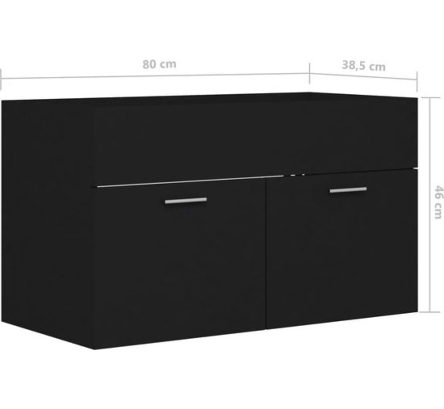 vidaXL Meuble d'évier-80x38.5x46-cm panneau d'aggloméré-noir