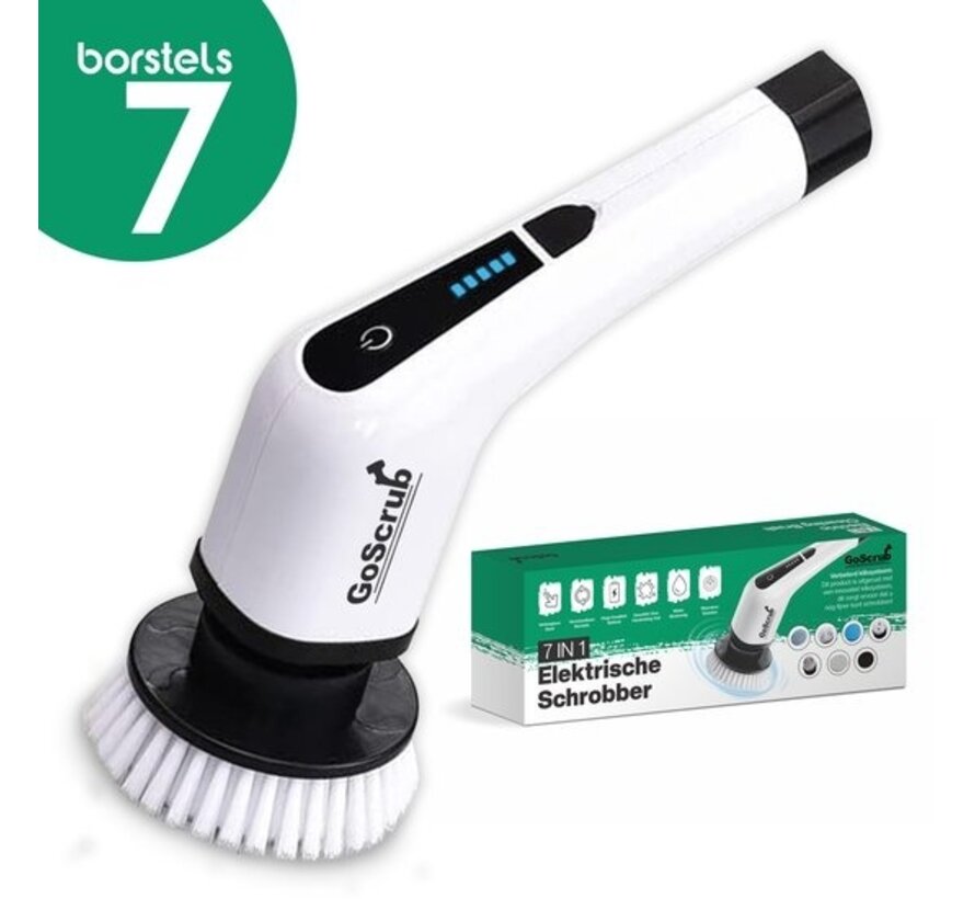 GoScrub® Cleaning King V1 - Brosse de nettoyage électrique - Brosse à récurer électrique - pour la salle de bain ou la cuisine - Brosse à récurer avec manche - 9 accessoires