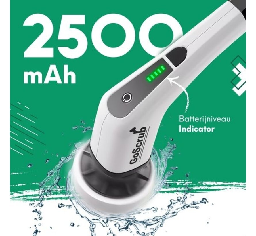 GoScrub® Cleaning King V1 - Brosse de nettoyage électrique - Brosse à récurer électrique - pour la salle de bain ou la cuisine - Brosse à récurer avec manche - 9 accessoires