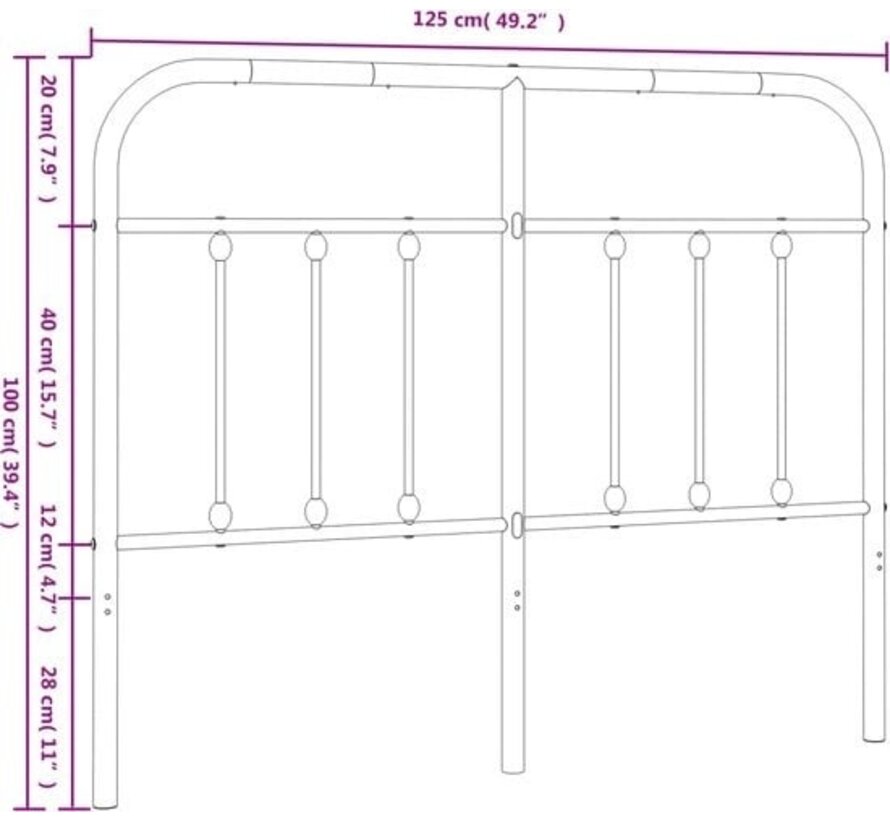 vidaXL-tête de lit-métal-blanc-120-cm