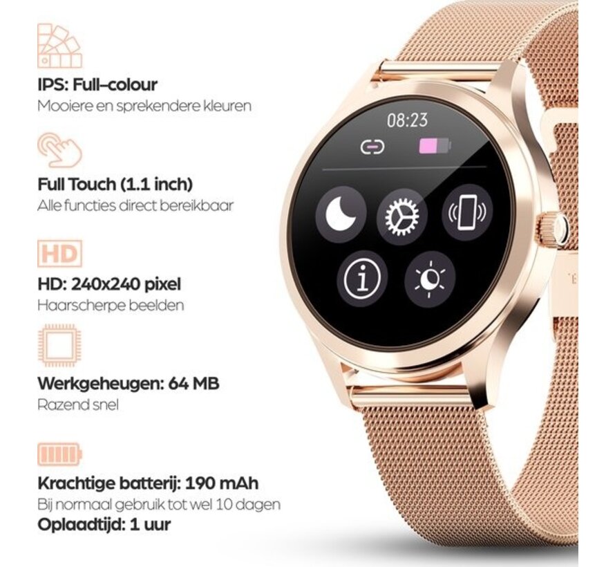 Actyve Smartwatch Femme Or Rose - Apple & Android - Ecran tactile complet