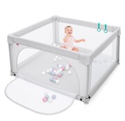 Coast Parc pour bébés Grand parc pour enfants en bas âge avec 50 balles de jeu 120 x 120 x 68 cm Gris