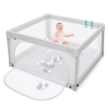 Coast Parc pour bébés Grand parc pour enfants en bas âge avec 50 balles de jeu 120 x 120 x 68 cm Gris