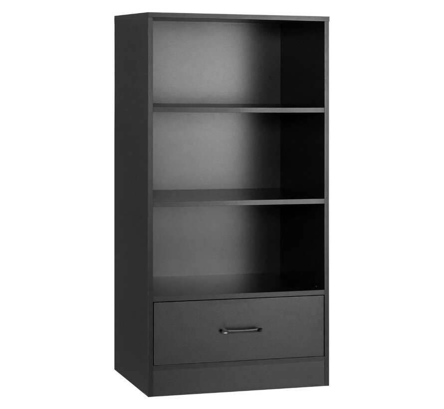 Coast 4-stage storage shelf wooden shelf with drawer bookshelf 60 x 38 x 120 cm black