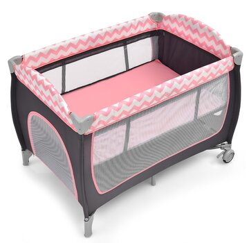 Coast Coast 3-in-1 lit de bébé lit de voyage portable avec barre de jouets 125 x 65 x 76 cm rose