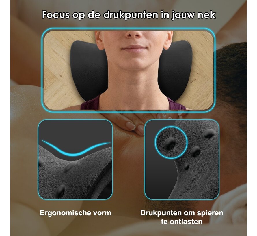 Sanbo Neck Stretcher - Massage Pillow - For Back and Neck Pain - Black - Neck Releaser - Neck Massage - Neck Traction Device