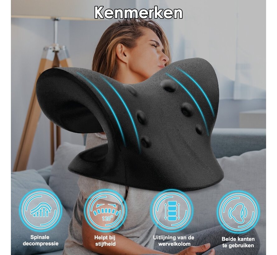 Sanbo Neck Stretcher - Massage Pillow - For Back and Neck Pain - Black - Neck Releaser - Neck Massage - Neck Traction Device