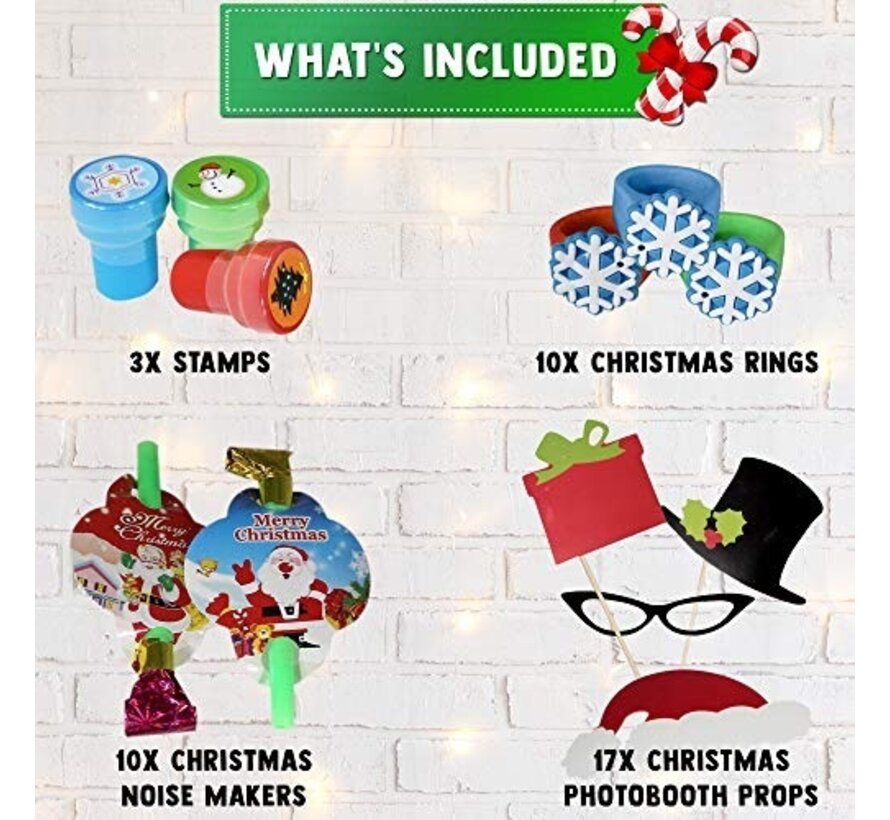 Les Twiddlers 100 jouets de Noël - vaste gamme - parfaits pour remplir les bas, les sacs de fête pour enfants, les fournitures de fête, les pinatas et bien plus encore.