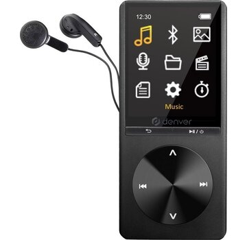 Denver Denver Lecteur MP3 / MP4 - Bluetooth - USB - Shuffle - jusqu'à 128 Go - Ecouteurs inclus - Enregistreur vocal - Dicataphone - MP1820 - Noir