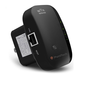PuroTech PuroTech Répéteur Wifi - Noir - Prise d'amplification Wifi 300Mbps - 2.4 GHz - Câble Internet inclus - Booster - Extender