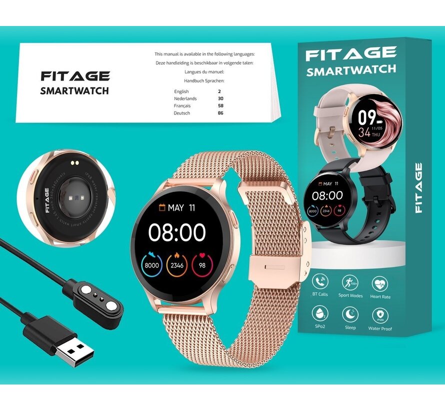Montre de sport - FITAGE - Smartwatch - Podomètre - Rose