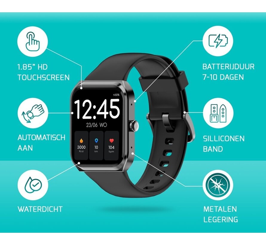 FITAGE Smartwatch - Podomètre - Montre sport - Noir