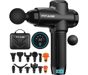 Fit Age FITAGE Pistolet de massage professionnel - 12 accessoires - 30 modes - noir