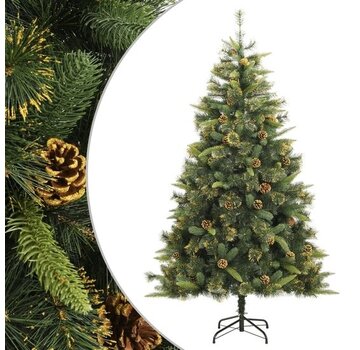 vidaXL vidaXL-Arbre de Noël artificiel-avec-charnières-et-cônes-de-pine-210-cm