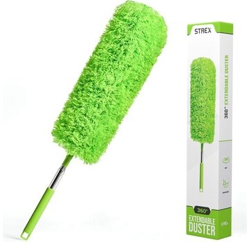 Strex Strex Pelle à poussière télescopique avec manche télescopique - 60 à 140 cm - extensible - lavable - flexible orientable à 360° - boule de rage en microfibre