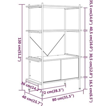 vidaXL vidaXL Étagère de stockage à 4 niveaux avec armoire-80x40x130 cm-acier et bois traité
