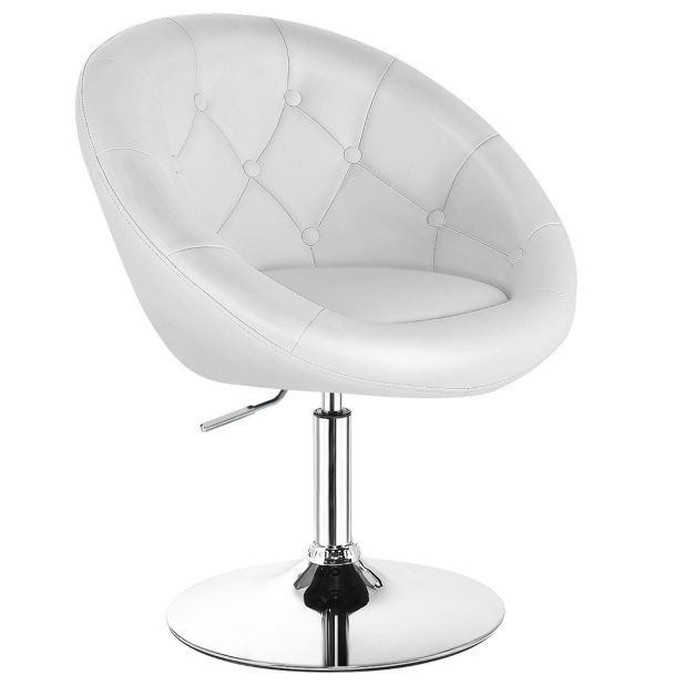 Coast Chaise pivotante tapissée avec dossier - Tabouret de bar en cuir PU - Max. 150Kg - 63,5 x 55 x 77,5 cm - Blanc