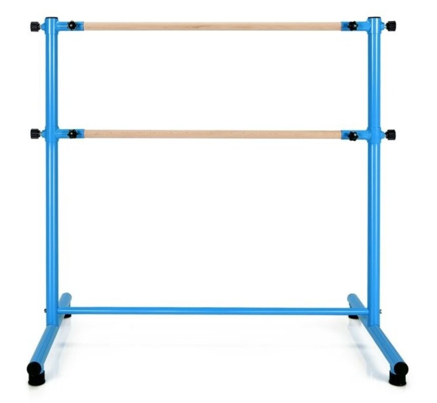 Barre de danse classique double - Coast - 120 cm avec 2 poutres en hêtre massif antidérapantes - Bleu