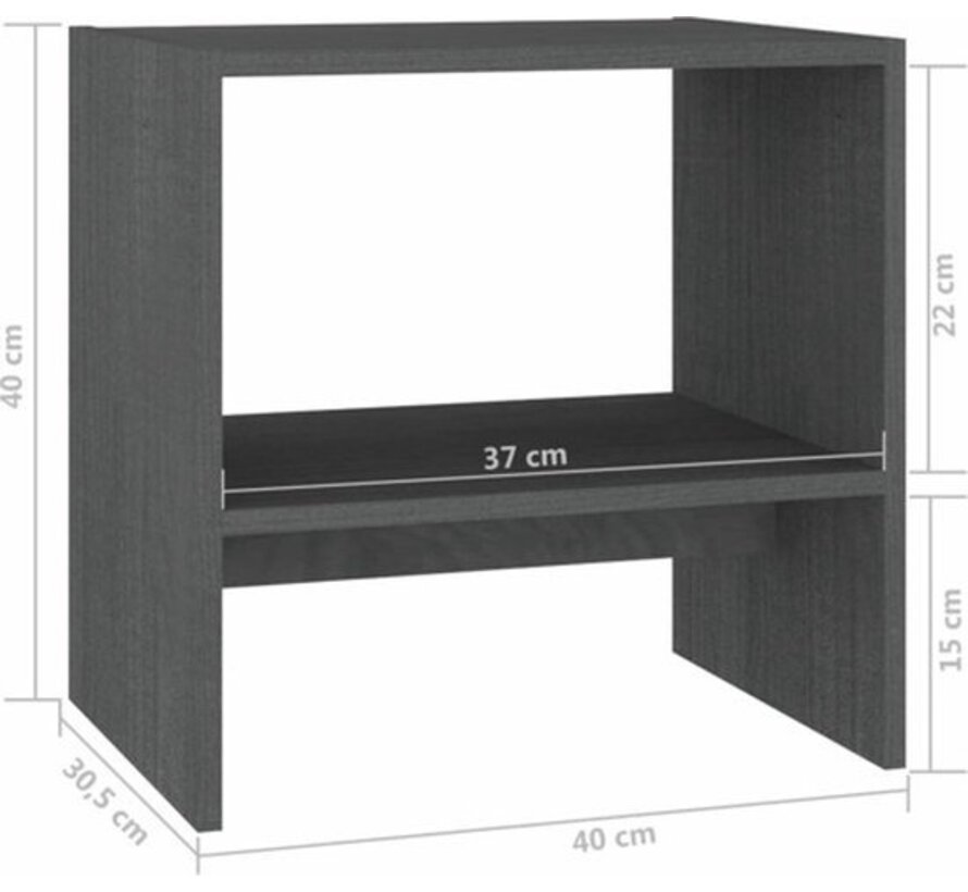 vidaXL Tables de nuit-2pcs-40x30.5x40-cm-massive-green-wood-grey