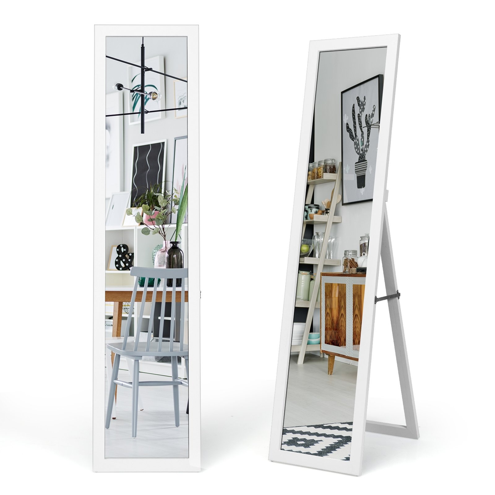 Coast 2 en 1 miroir de corps avec cadre en bois 37 x 155 cm blanc