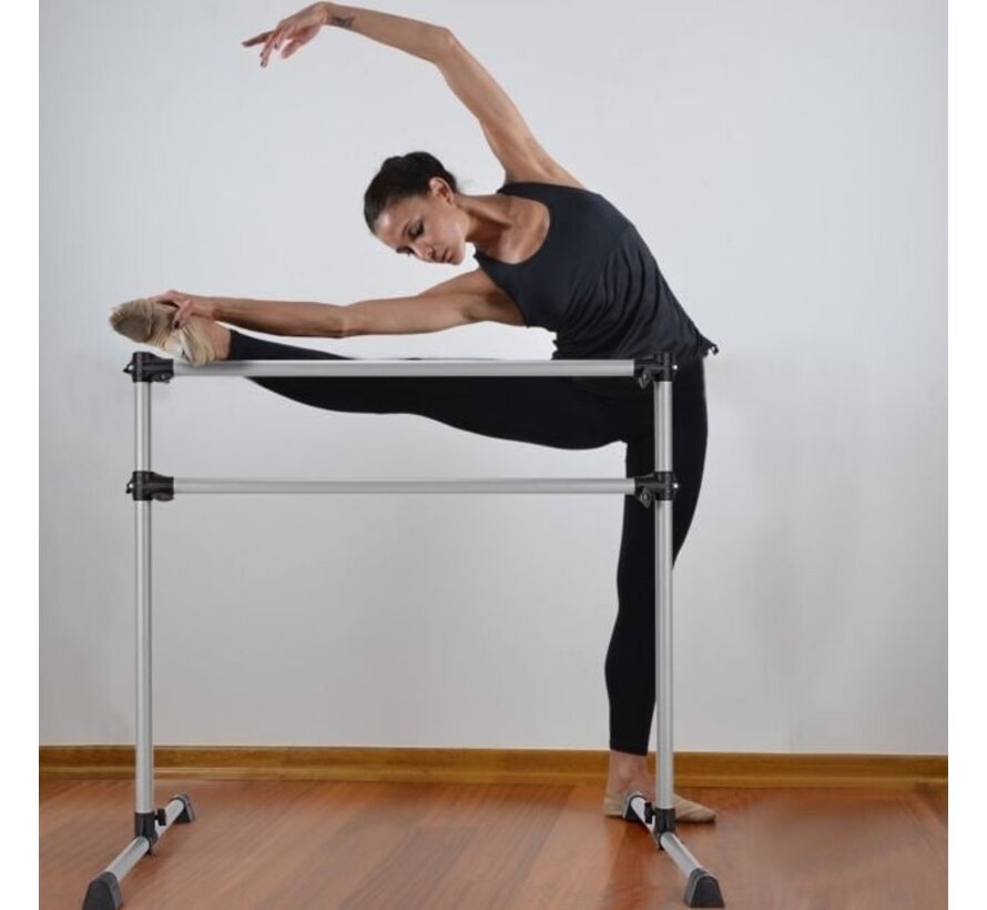Coast 120 cm Ballet Barre Ajustable Freestanding Double Stretch Dance Bar Portable Fitness Ballet Bar Silver
