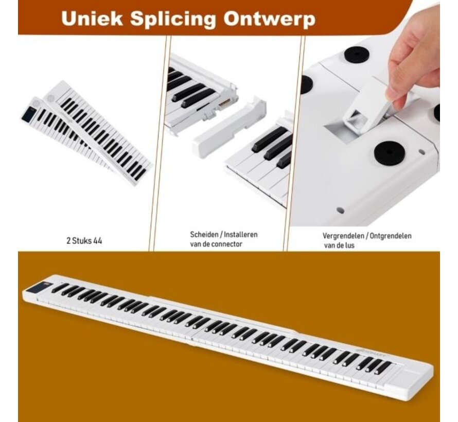 Piano électrique portable avec clavier numérique - Coast - 137 x 16,5 x 5 cm - blanc