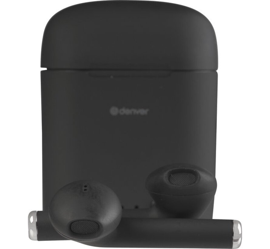 Denver TWE-46 - Ecouteurs - Sans fil - Ecouteurs sans fil - Bluetooth - avec étui de chargement - mains libres - sport - casque - intra-auriculaire - Bluetooth 5.0 - Noir