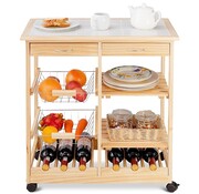 Coast Coast Kitchen Trolley with Wine Rack - 67 x 37 x 76 cm - Naturel