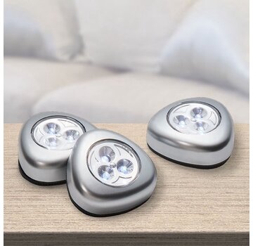 Grundig Grundig LED Spots 5 Pieces - Lampe de poche - Lampe de placard - Fonctionne à piles - Autocollant - Plastique - Argenté