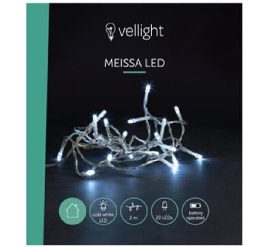 Vellight Lumières de Noël - 2m - 20 LEDs - Blanc - Intérieur seulement