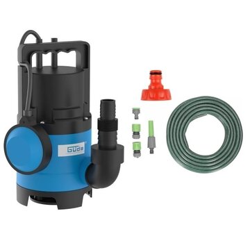 Güde Güde Pompe submersible pour eaux sales GS4003P - 8000L/h AVEC tuyau d'arrosage de 15 mètres y compris buse et raccords ET robinet 1"