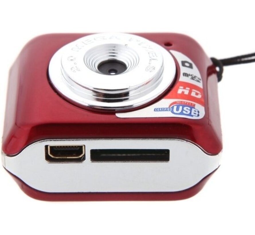 Camo - Mini caméra enregistreuse portable avec microphone - Porte-clés - Support 32 Go - Rouge