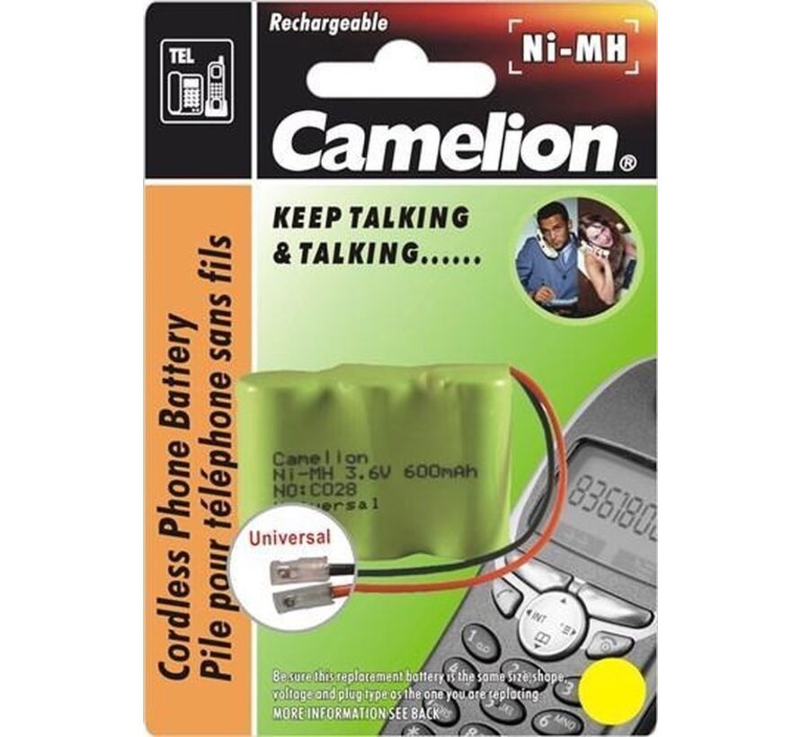 Camelion Nimh Battery For Cordless Phone 3.6V-600Mah (Universal Plug)