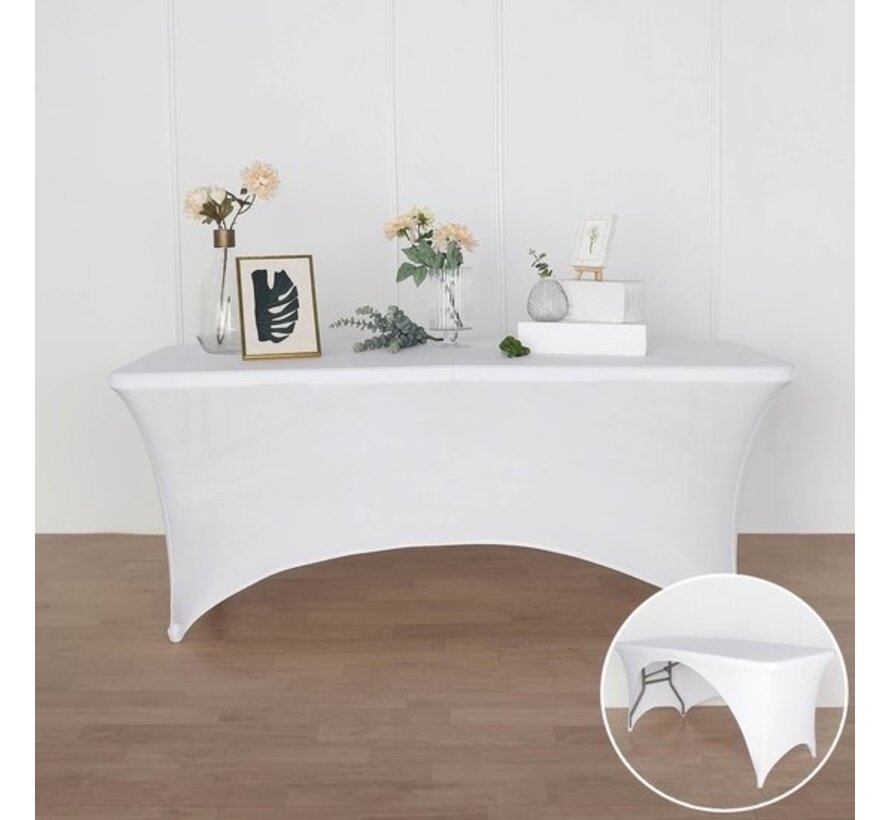 Perel Housse pour table rectangulaire - courbée - blanche