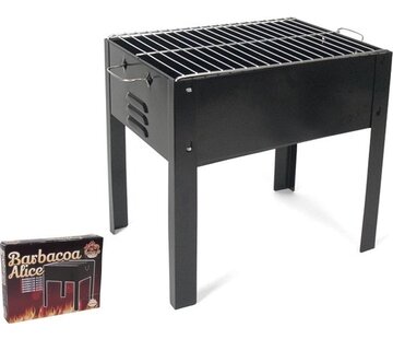 Alice - barbecue à charbon de bois sur pied avec grill - 35x24x35cm - noir