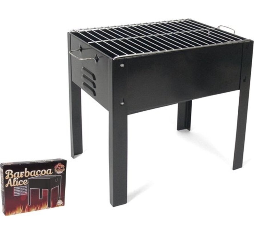 Alice - barbecue à charbon de bois sur pied avec grill - 35x24x35cm - noir