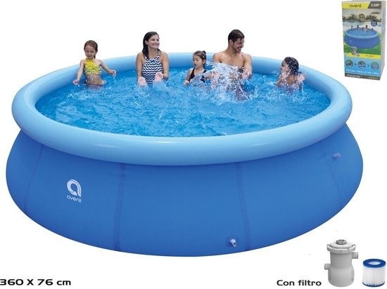 Piscine gonflable - Avenli - Piscine autoportante - Piscine ronde - 360 cm avec pompe de filtration - Bleu