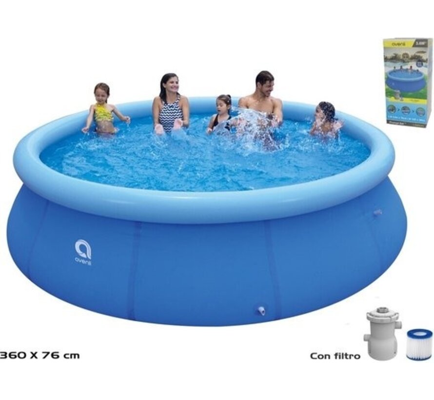 Avenli - Piscine gonflable - Piscine autoportante - Piscine ronde - 360 cm avec pompe de filtration - Bleu