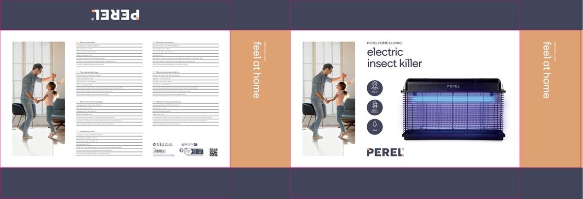 Perel Désinsectiseur électrique 2 x 15 watts lampe à mouches 100 m2 IPX4