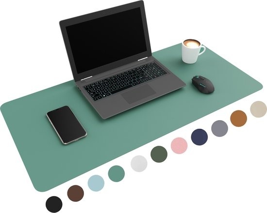 WURK Professional Desk Pad Leatherette - Organiseur de bureau - Inclut un clip pour câble - Turqoise - 80x40